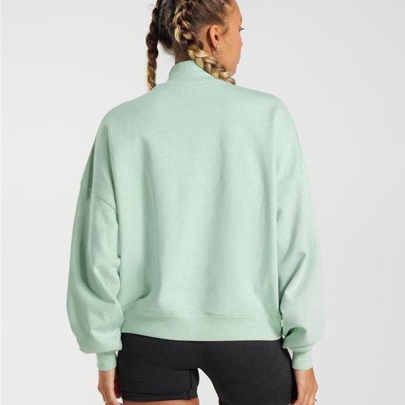 Gymshark Light Green Quarter-Zip Sweatshirt Medium - Picture 6 of 10